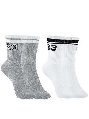 BKSC-2005-AW Носки 29-38 (29-31/32-34/35-38) белый/серый
